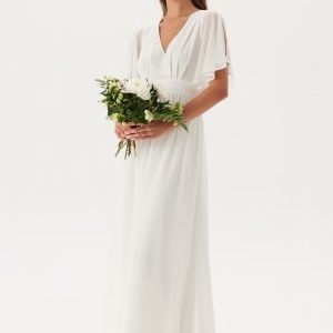 Bubbleroom Occasion Butterfly Sleeve Chiffon Gown White 42