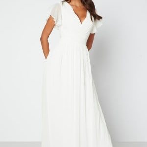 Bubbleroom Occasion Butterfly Sleeve Pleated Wedding Gown White 34