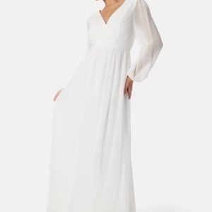Bubbleroom Occasion Pleated V-Neck Wedding Gown White 34