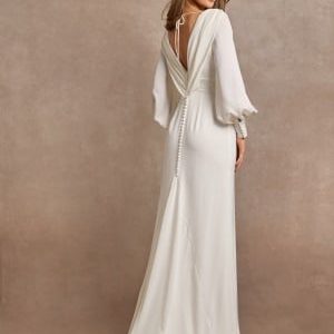 Bubbleroom Occasion Waterfall Back Satin Wedding Gown White 46