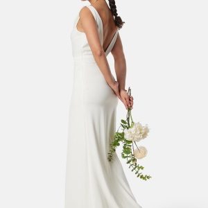 Bubbleroom Occasion Waterfall Twist Shoulder Gown White 38