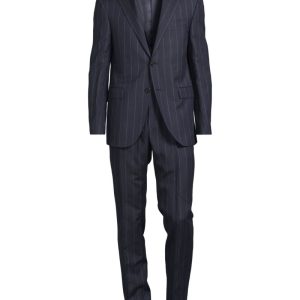 Kostym academy one pleat chalk navy blue