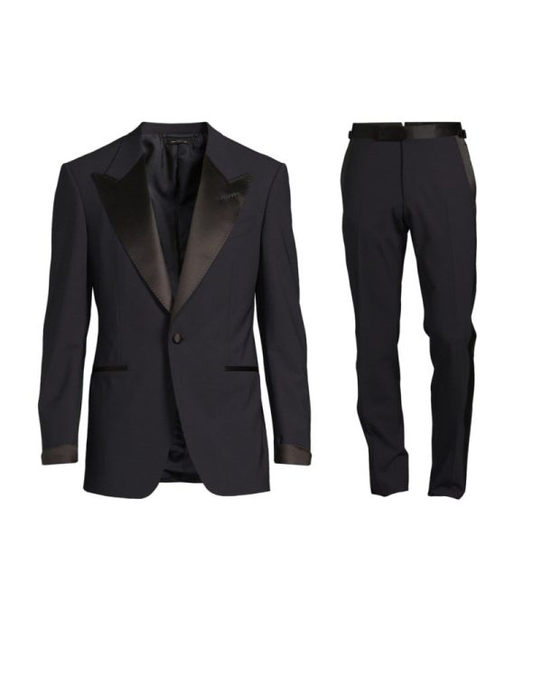 Kostym shelton peak satin tux marin