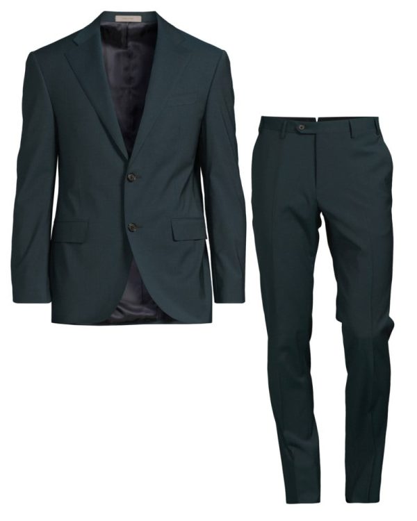 Kostym academy one pleat tropical wool 120s mörkgrön
